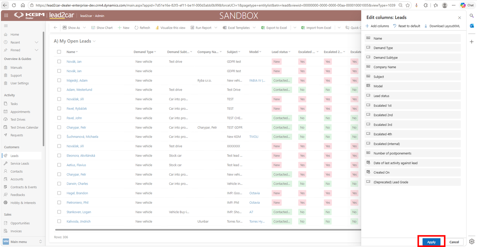 Arranging columns
