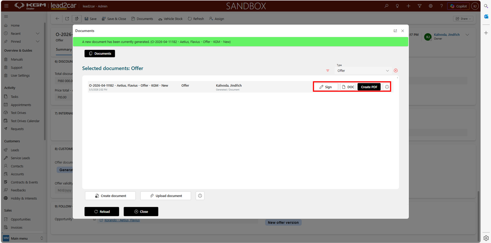 Offer document