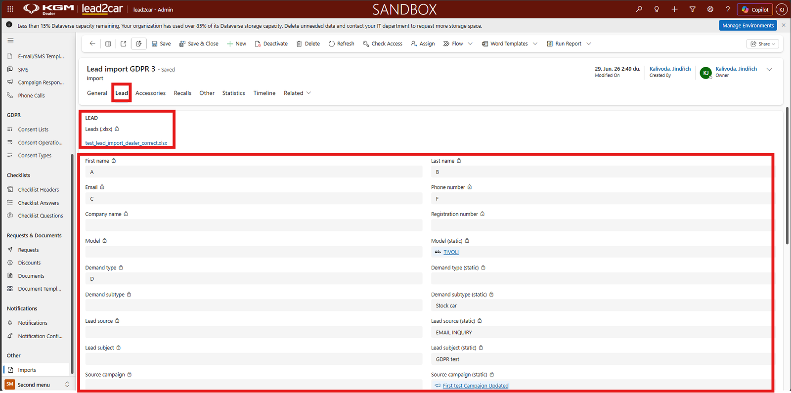 Lead import file