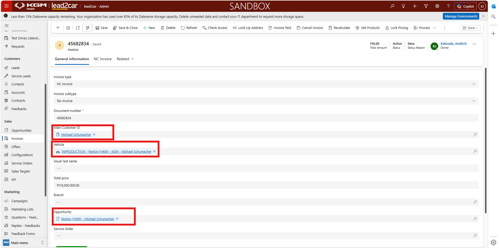 Invoice related records